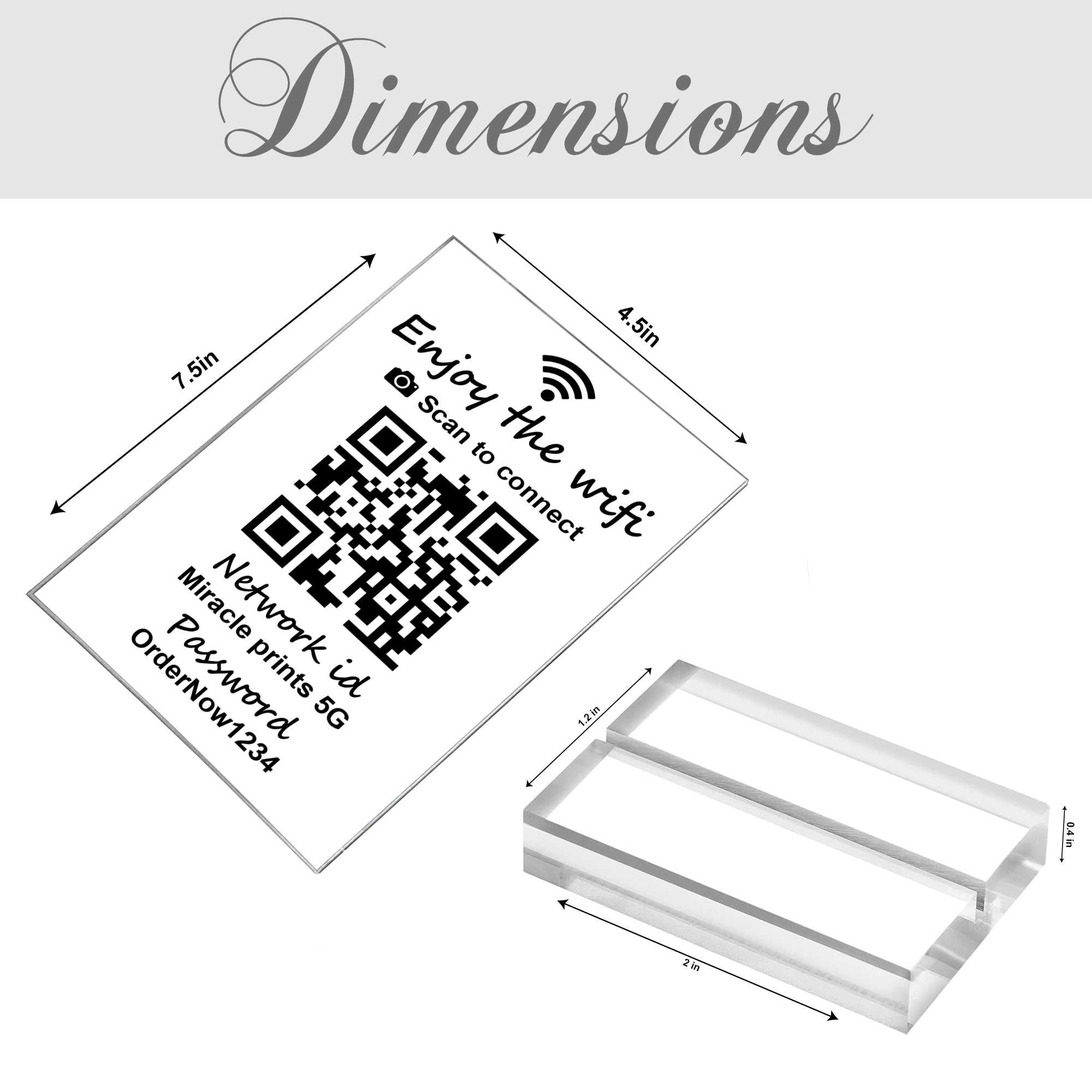 Acrylic QR Code Sign, Personalized Custom Signs for Business & Social Media, Qr Code Acrylic plaque, with Stand – 7x4.5 inches, UV Print, Perfect qr code sign for Home & Business