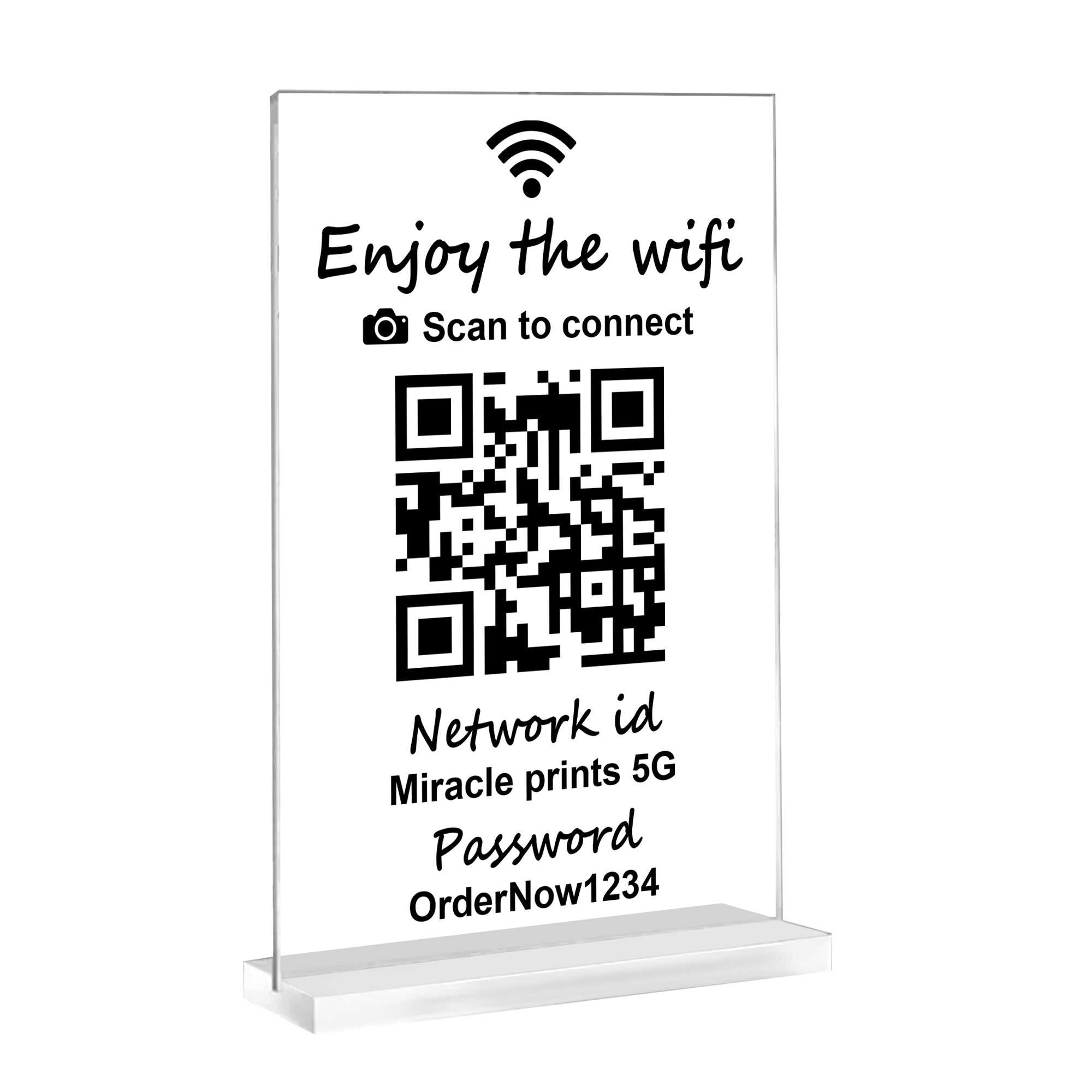 Acrylic QR Code Sign with Stand | Custom 7x4.5