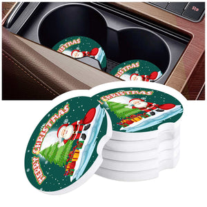 Christmas Car Coasters (6 Pack) - Festive Photo Coasters for Your Car's Cup Holders