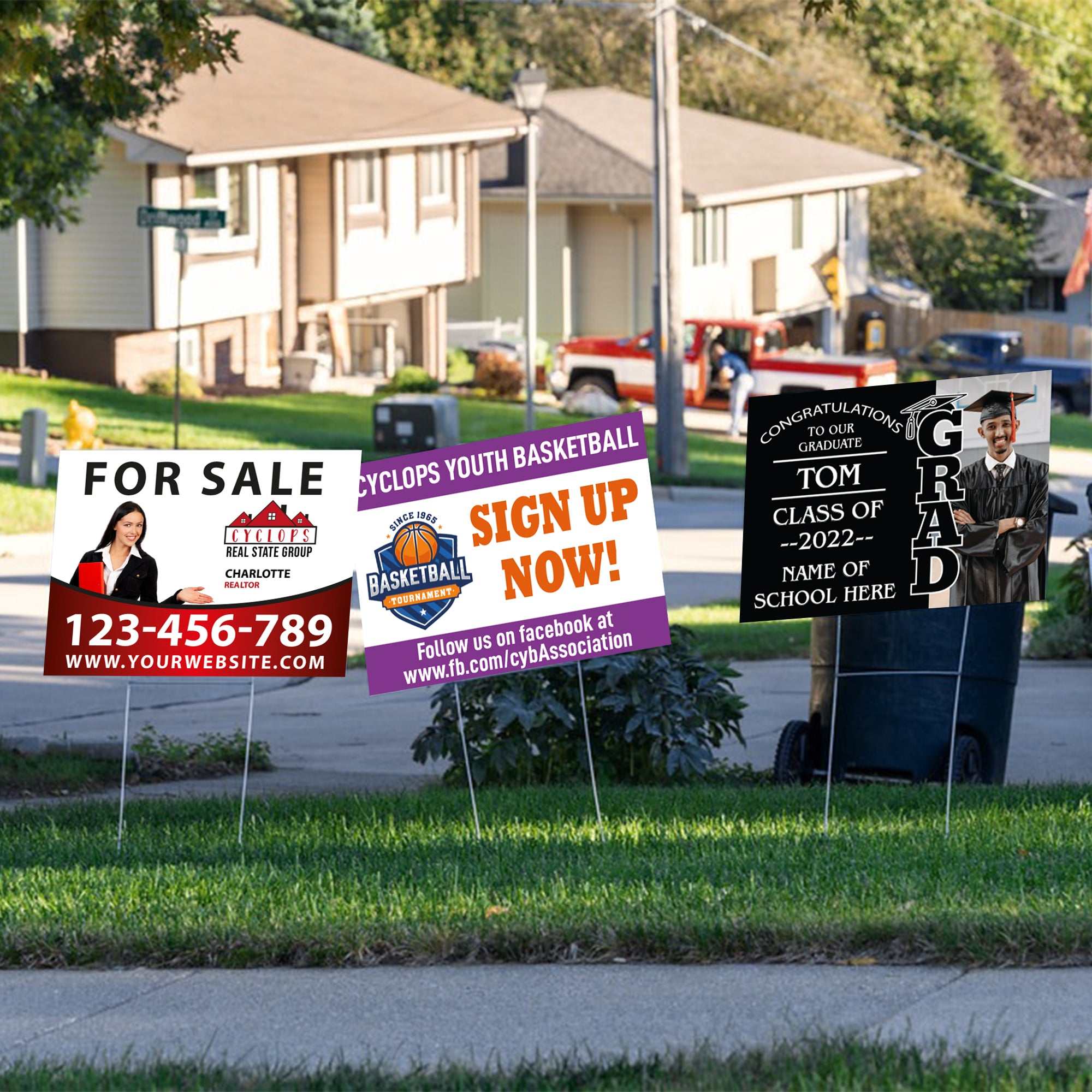 Create Your Own Custom Yard Sign – Double Sided, Personalized with Image, Logo, Text & Colors – Miracle Prints (USA Made)