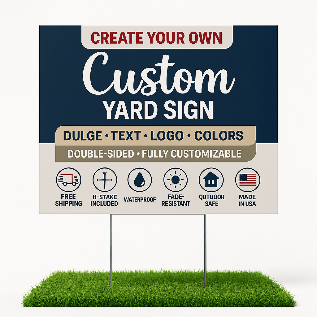 Create Your Own Custom Yard Sign – Double Sided, Personalized with Image, Logo, Text & Colors – Miracle Prints (USA Made)