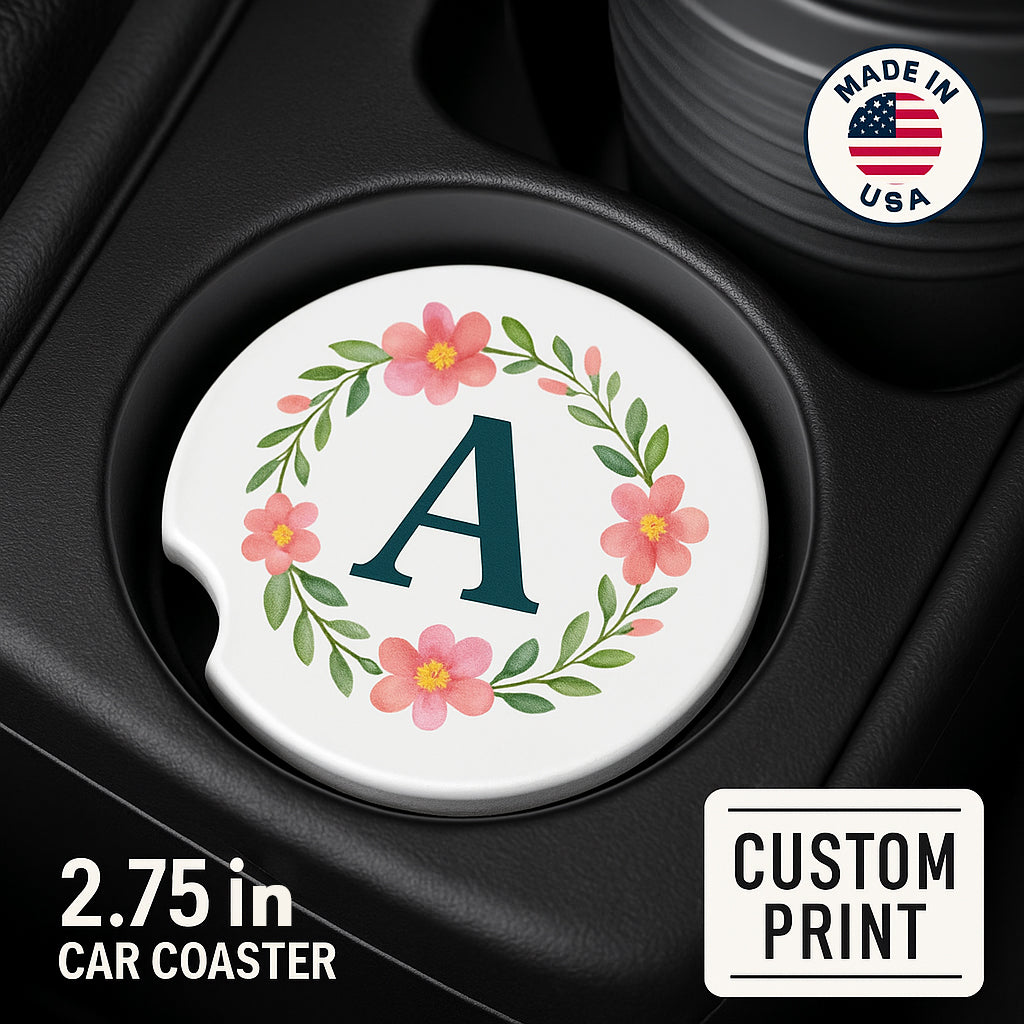 Posavasos de coche personalizado de 2.75" | Inserto de posavasos de cerámica personalizado – Regalo de sublimación a todo color o accesorio para coche