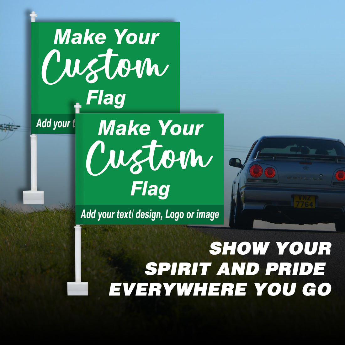 Bandera de coche personalizada | Bandera personalizada a una y doble cara