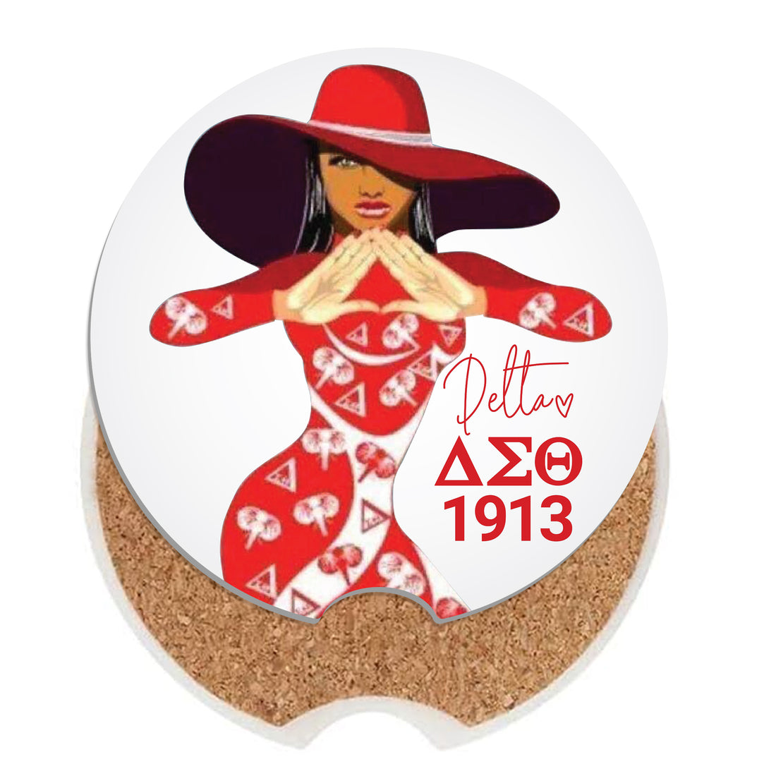 Custom Sorority Car Coaster – Delta Sigma Theta-Inspired Ceramic 2.75" Coaster for Car Cup Holder – Personalized Gift for Soror, Greek Life, Divine Nine