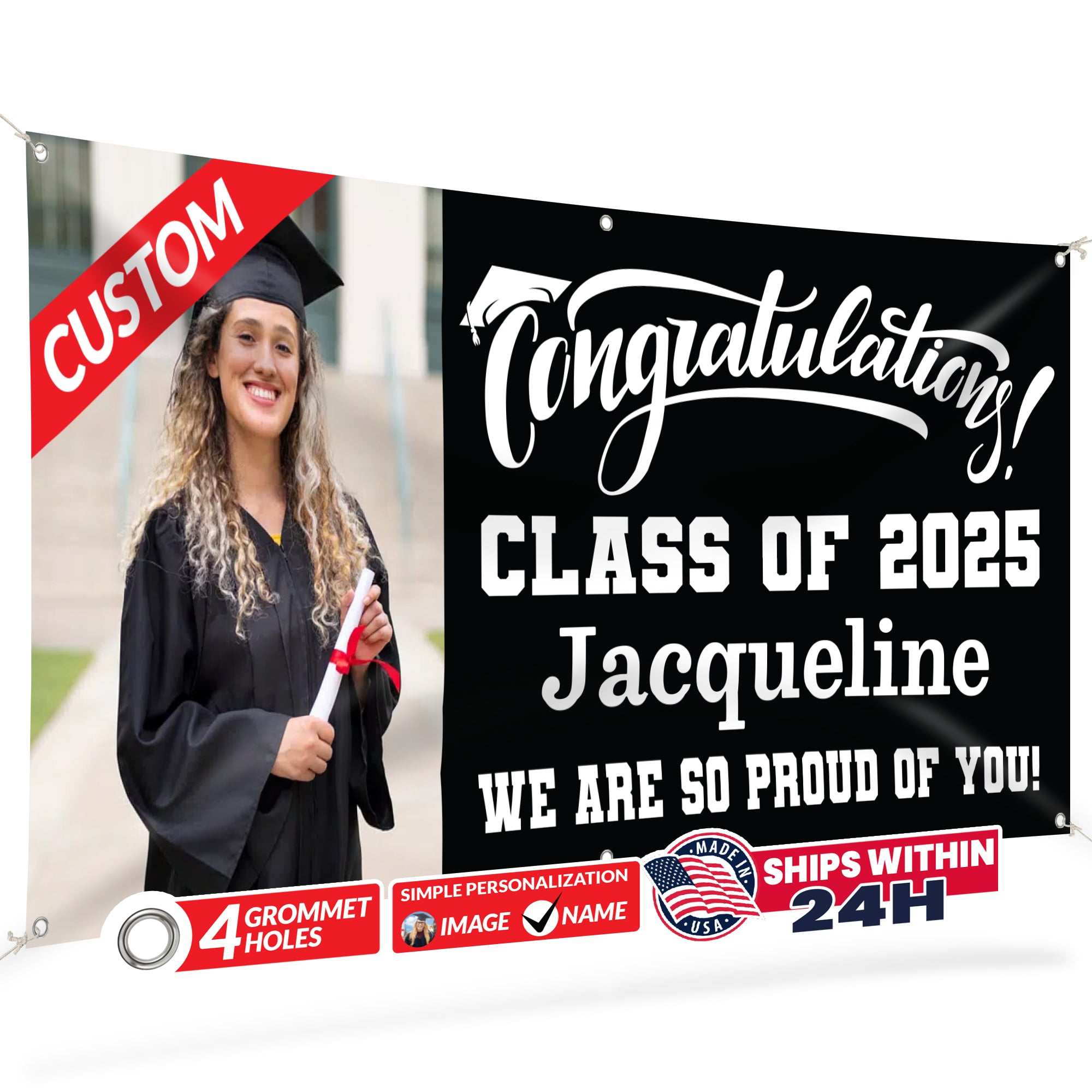 Graduation Banner 2026 - Personalized 13oz Vinyl Custom Banner for Graduation Decorations | Custom Sign