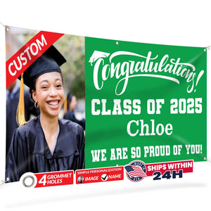 Graduation Banner 2026 - Personalized 13oz Vinyl Custom Banner for Graduation Decorations | Custom Sign