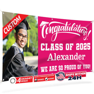 Graduation Banner 2026 - Personalized 13oz Vinyl Custom Banner for Graduation Decorations | Custom Sign