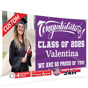 Graduation Banner 2026 - Personalized 13oz Vinyl Custom Banner for Graduation Decorations | Custom Sign