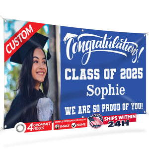 Graduation Banner 2026 - Personalized 13oz Vinyl Custom Banner for Graduation Decorations | Custom Sign