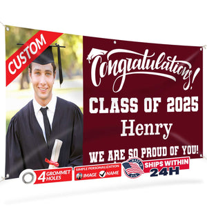 Graduation Banner 2026 - Personalized 13oz Vinyl Custom Banner for Graduation Decorations | Custom Sign