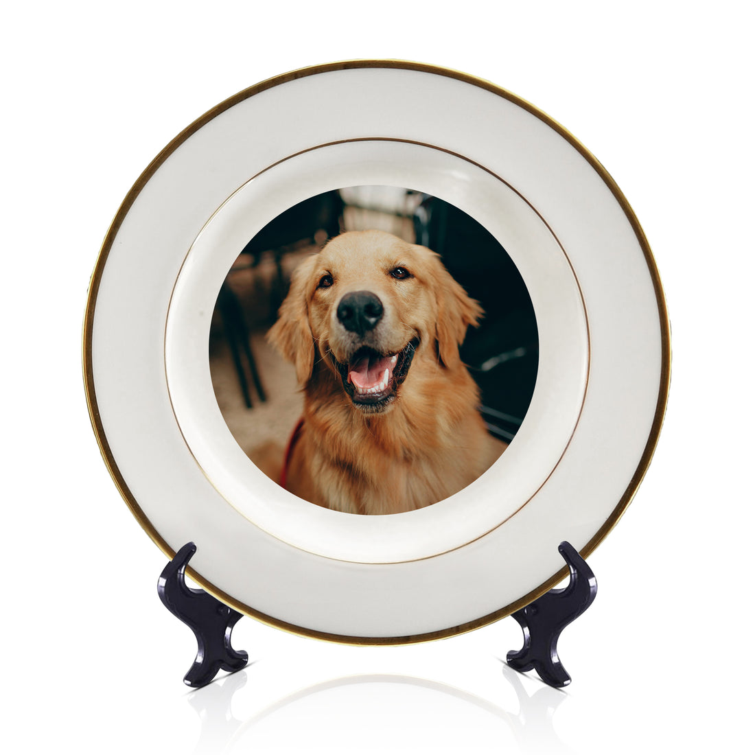 Personalized Ceramic Keepsake Plate with Stand | Custom Photo & Text Display Dish – Memorial, or Anniversary Gift