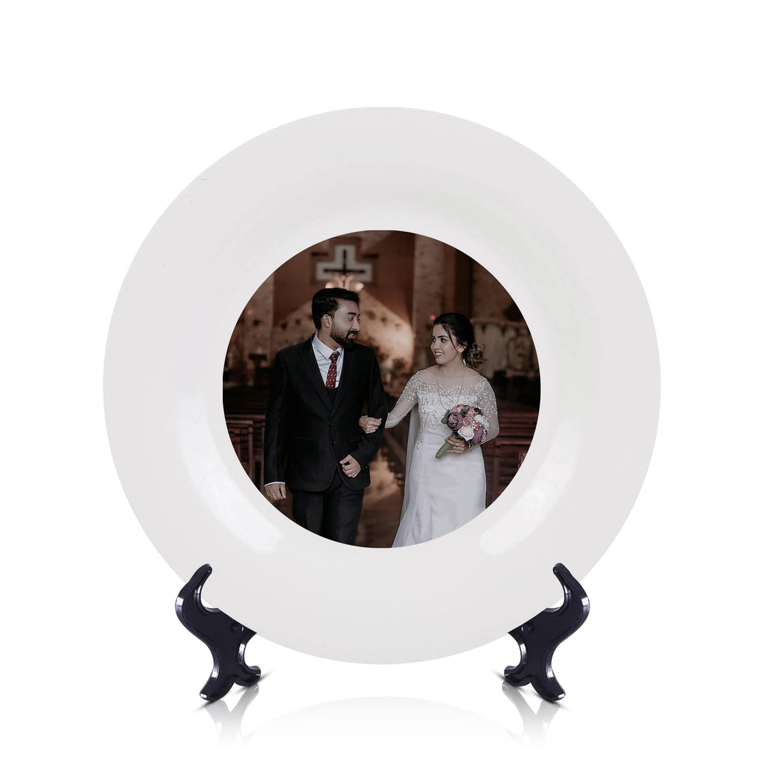 Personalized Ceramic Keepsake Plate with Stand | Custom Photo & Text Display Dish – Memorial, or Anniversary Gift