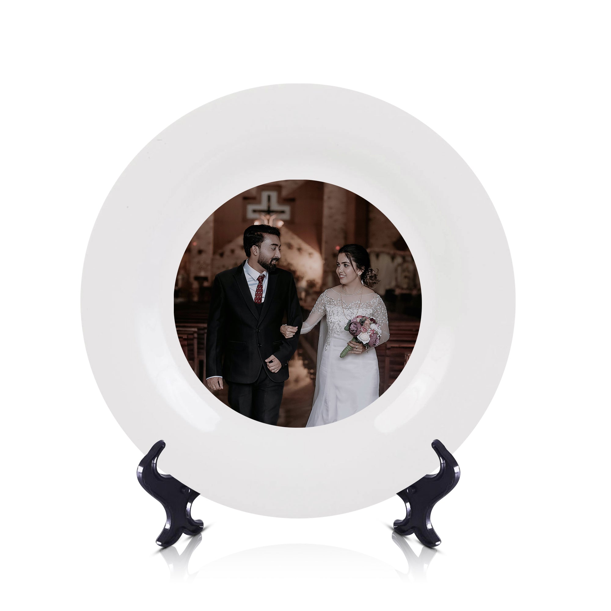 Personalized Ceramic Keepsake Plate with Stand | Custom Photo & Text Display Dish – Memorial, or Anniversary Gift