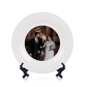 Personalized Ceramic Keepsake Plate with Stand | Custom Photo & Text Display Dish – Memorial, or Anniversary Gift