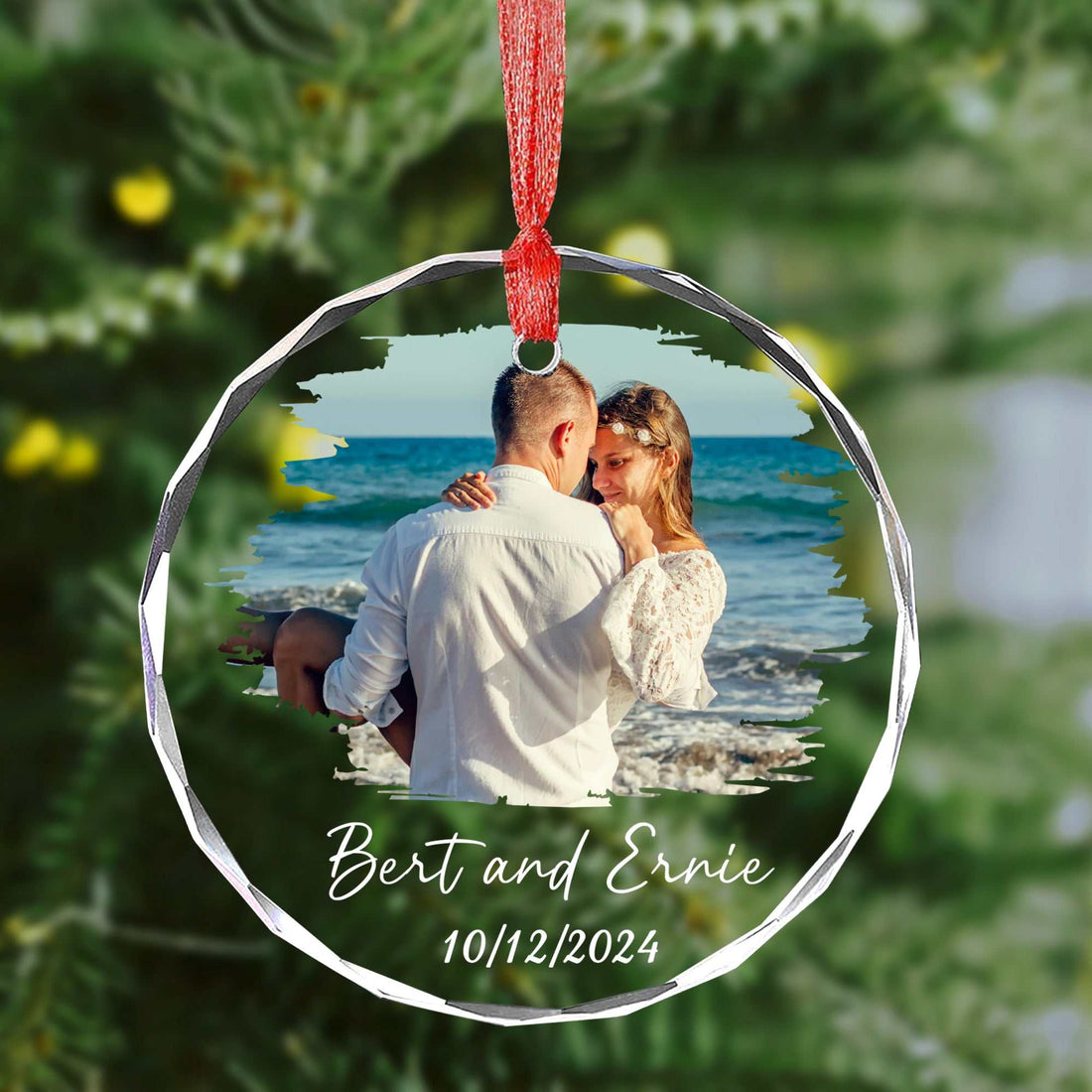 Personalized Christmas Ornaments – Custom 3" Clear Glass Family Keepsake for Christmas Tree Decorations, Ideal Baby's First Christmas Tree Ornaments