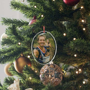 Personalized Crystal Christmas Ornament | Custom Oval Photo Keepsake for Tree – Family Holiday Gift 2024 with Name