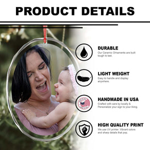 Personalized Crystal Christmas Ornament | Custom Oval Photo Keepsake for Tree – Family Holiday Gift 2024 with Name