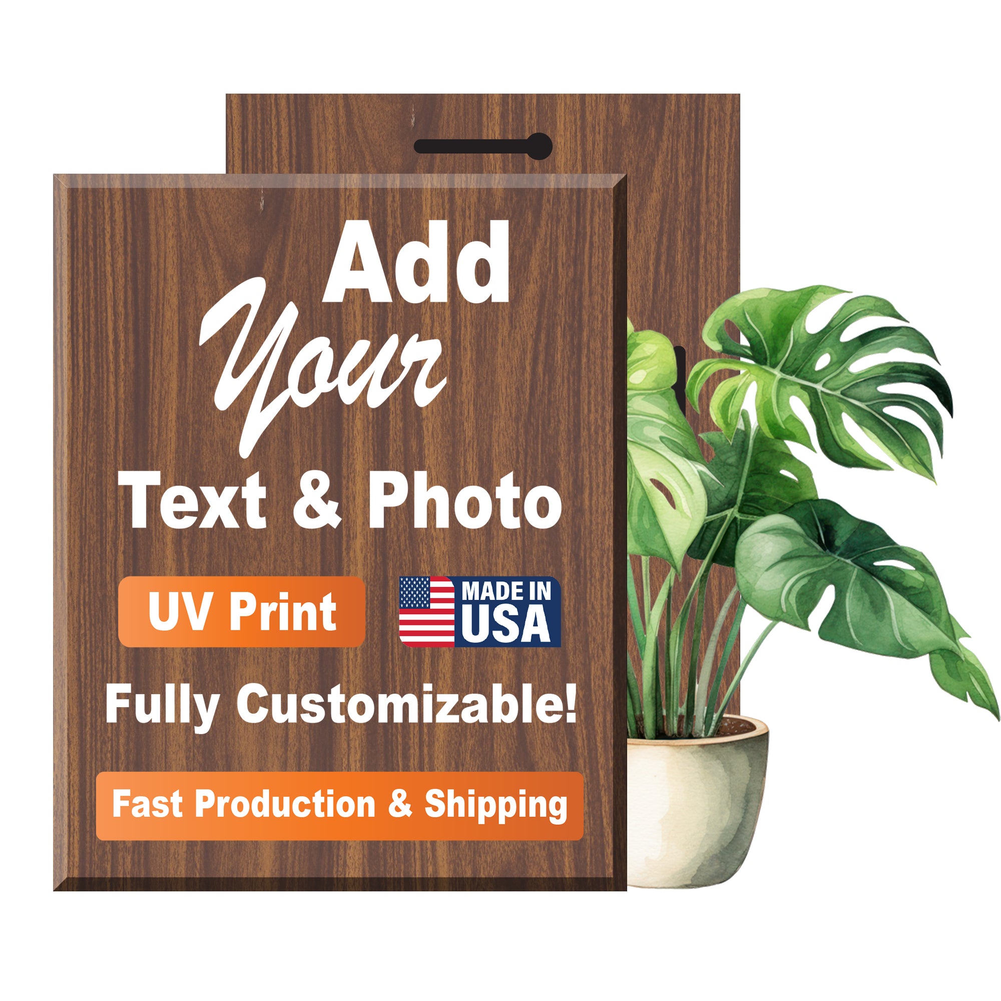 Personalized Memorial Plaque – Walnut Finish Plaque - Custom In Loving Memory Photo Sign – Sympathy Gift for Loss of Loved One