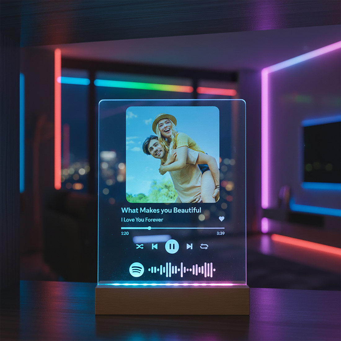 Placa de Música Personalizada de Spotify | Regalo de Foto Personalizado para Ella o Esposa – Recuerdo Romántico de Acrílico para el Día de San Valentín