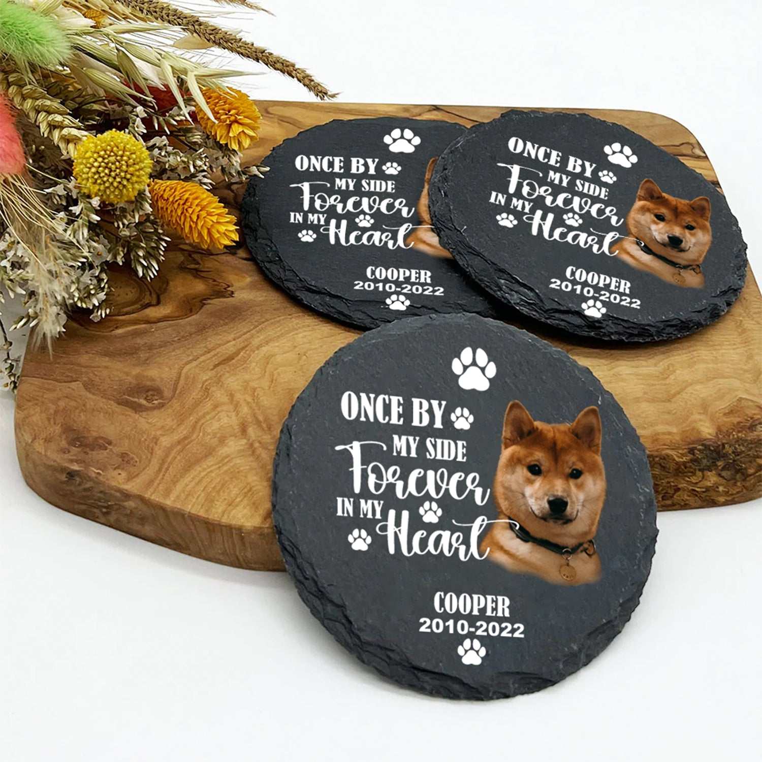 Slate Coasters with Personalized Pet Designs – Stylish Pet Lover's Accessories