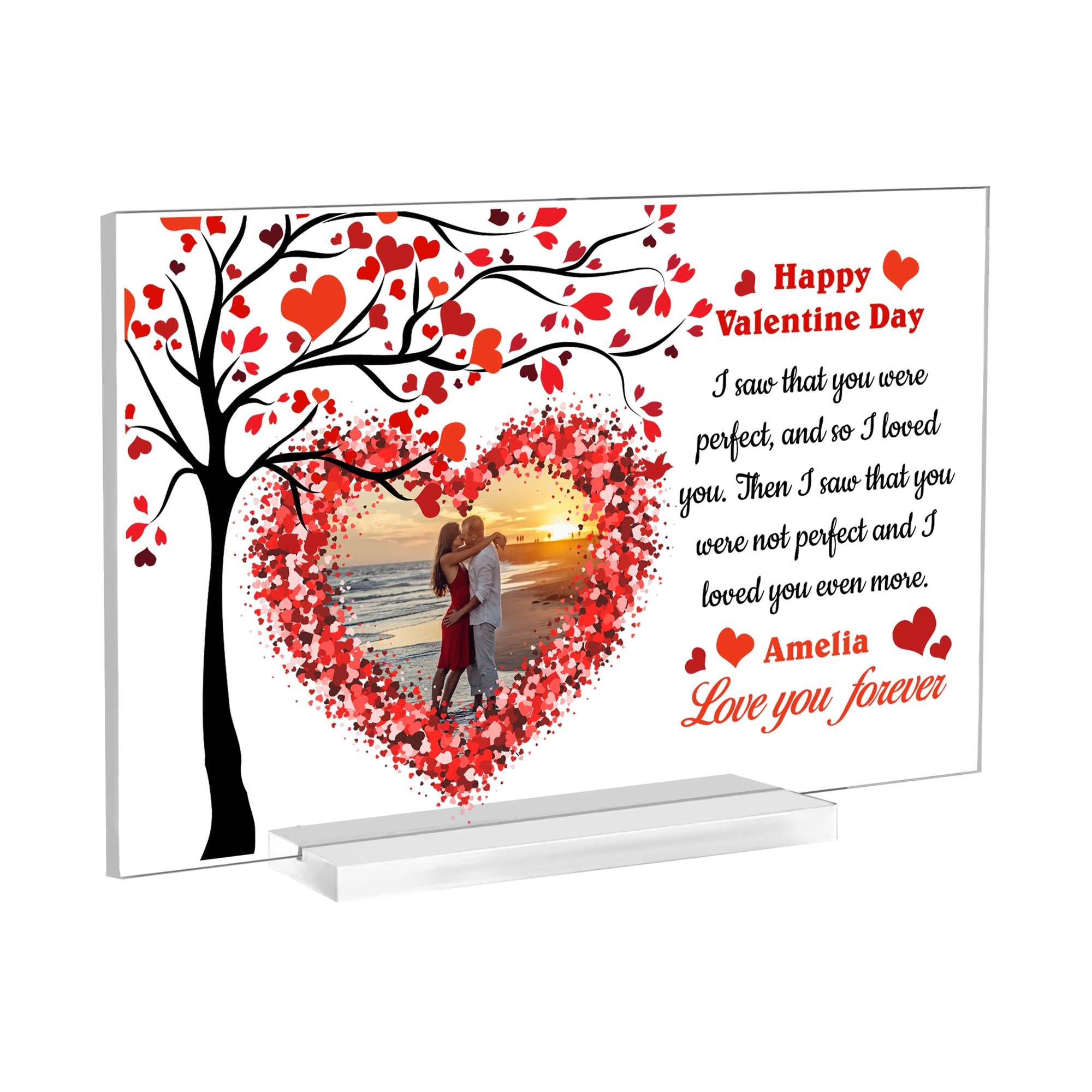 Valentine’s Day Acrylic Plaque | Custom Design Gift for Him or Her – Romantic Table Decor & Keepsake for Couples