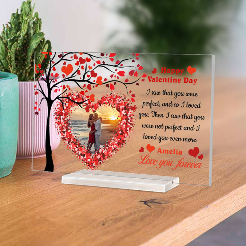 Valentine’s Day Acrylic Plaque | Custom Design Gift for Him or Her – Romantic Table Decor & Keepsake for Couples