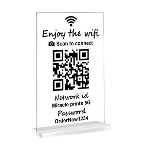 Acrylic QR Code Sign, Personalized Custom Signs for Business & Social Media, Qr Code Acrylic plaque, with Stand – 7x4.5 inches, UV Print, Perfect qr code sign for Home & Business