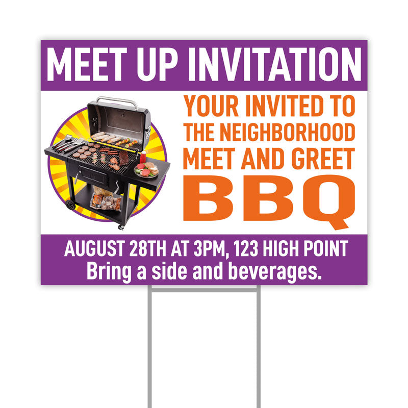 Meet Up Invitation Double-Sided Yard Sign with H-Stake - 24