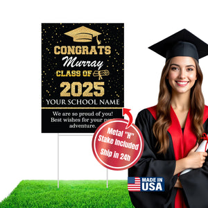 Graduation yard sign with H-Stake,  Lawn Signs, Class of 2025, College Graduation, High School Graduation, Graduation yard sign