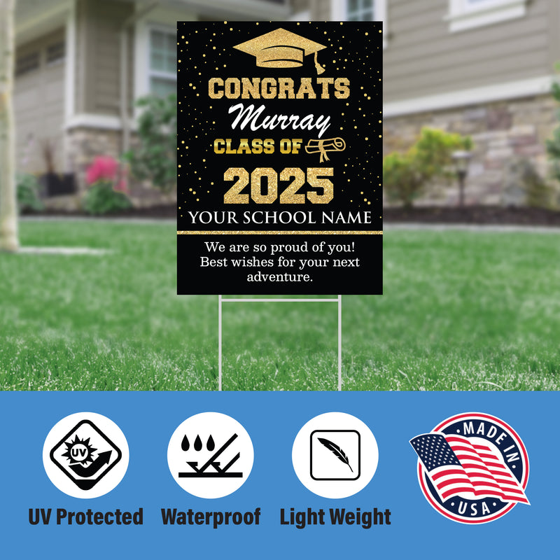 Graduation yard sign with H-Stake,  Lawn Signs, Class of 2025, College Graduation, High School Graduation, Graduation yard sign