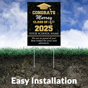 Graduation yard sign with H-Stake,  Lawn Signs, Class of 2025, College Graduation, High School Graduation, Graduation yard sign