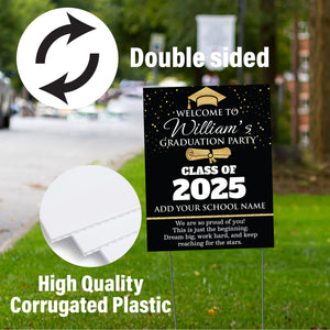 Graduation yard sign with H-Stake,  Lawn Signs, Class of 2025, College Graduation, High School Graduation, Graduation yard sign