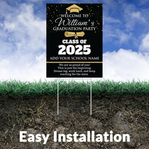 Graduation yard sign with H-Stake,  Lawn Signs, Class of 2025, College Graduation, High School Graduation, Graduation yard sign
