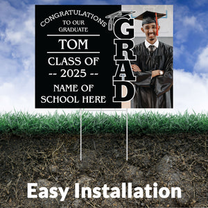 Graduation yard sign with H-Stake,  Lawn Signs, Class of 2025, College Graduation, High School Graduation, Graduation yard sign