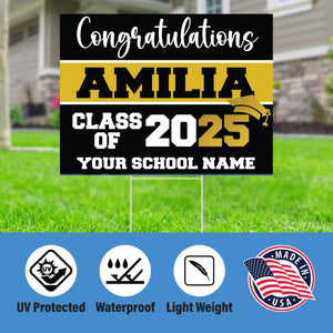 Graduation yard sign with H-Stake,  Lawn Signs, Class of 2025, College Graduation, High School Graduation, Graduation yard sign