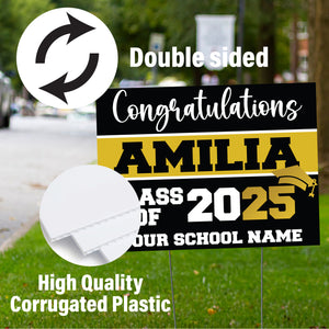 Graduation yard sign with H-Stake,  Lawn Signs, Class of 2025, College Graduation, High School Graduation, Graduation yard sign