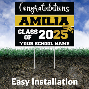 Graduation yard sign with H-Stake,  Lawn Signs, Class of 2025, College Graduation, High School Graduation, Graduation yard sign