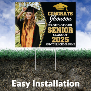 Graduation yard sign with H-Stake,  Lawn Signs, Class of 2025, College Graduation, High School Graduation, Graduation yard sign