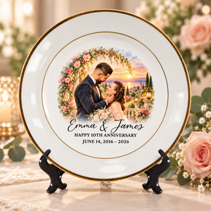 Personalized Anniversary Plate | Custom Couple Portrait from Photo
