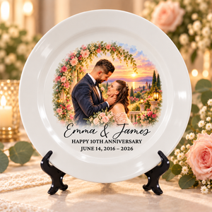 Personalized Anniversary Plate | Custom Couple Portrait from Photo