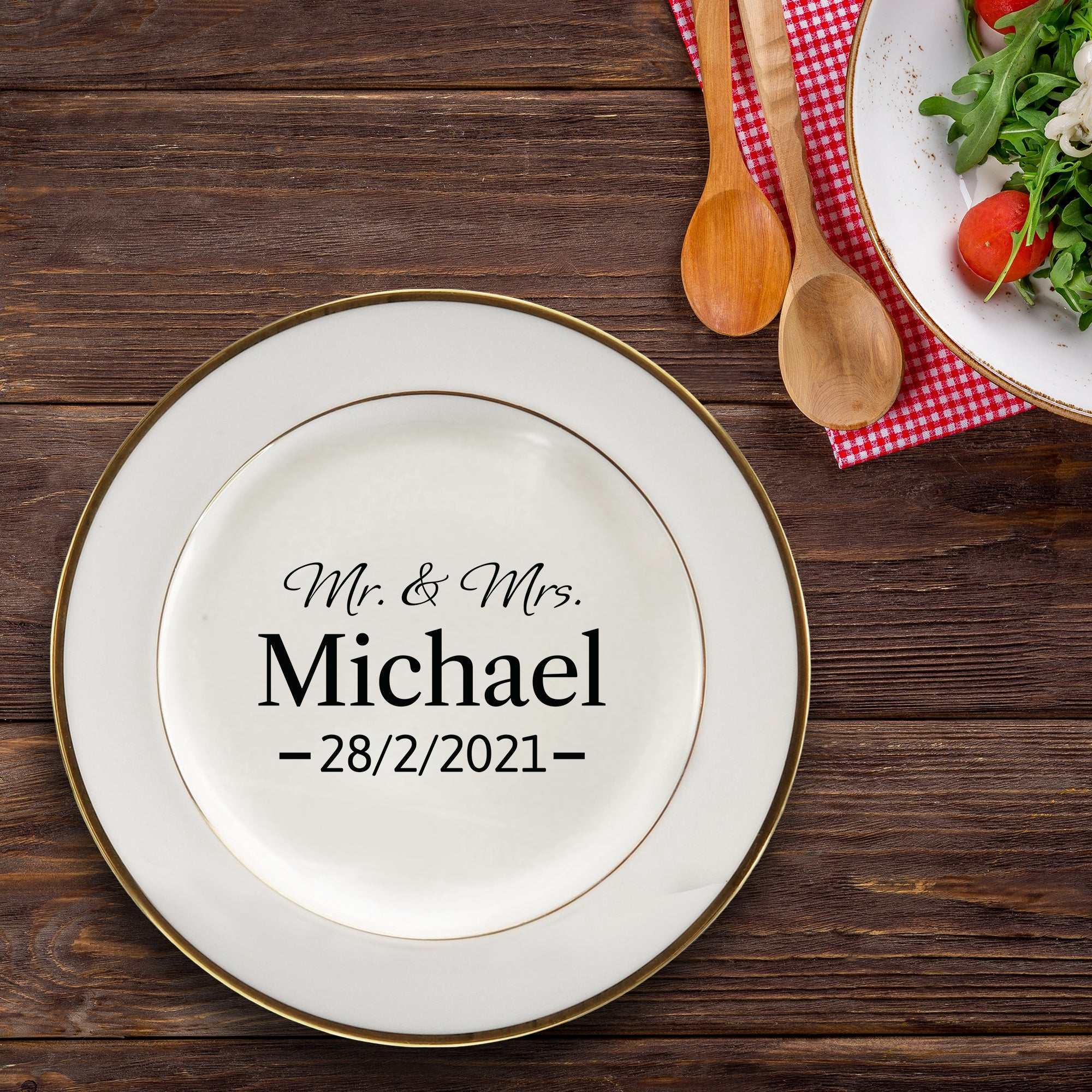 Mrs wedding plate Wedding table decorations bridal shower Anniversary