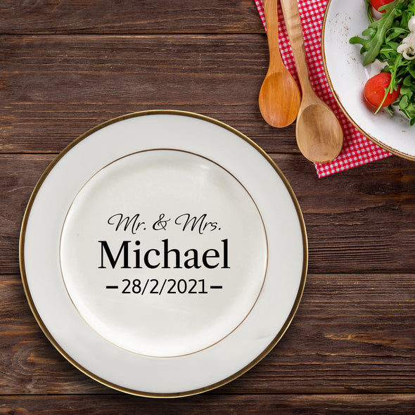 Mr and Mrs Wedding Plate, Wedding Table Decorations, Wedding Custom Plates, Personalized Ceramic Plates, Custom Wedding Gifts