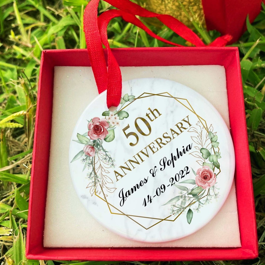 Adornos de 50 aniversario | Adorno de aniversario personalizado | Regalos de aniversario personalizados | Regalos de boda