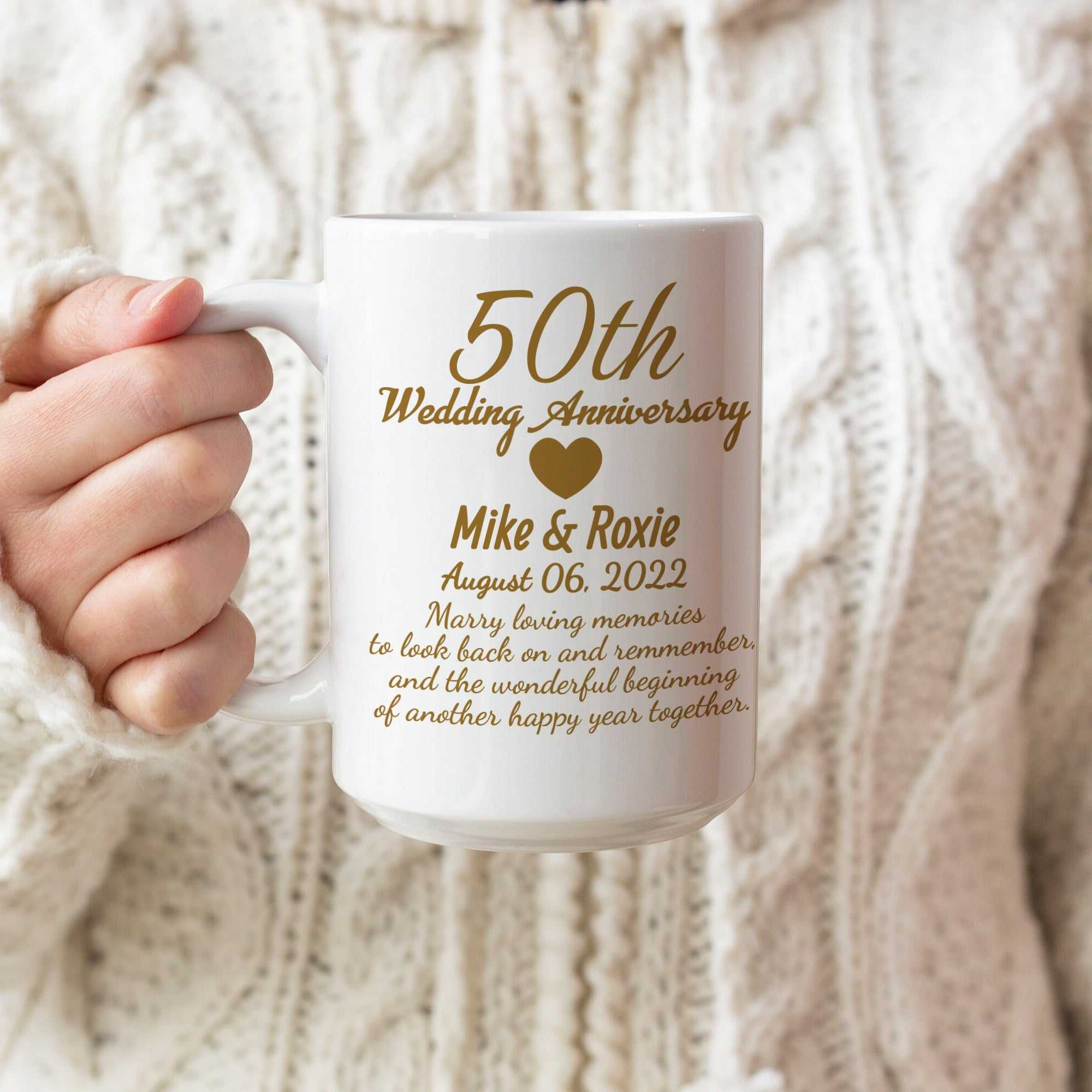 50th Anniversary gift, Personalized Anniversary gift, Gift for Husband and Wife, Custom Parent's Anniversary, Custom Year Anniversary Mugs