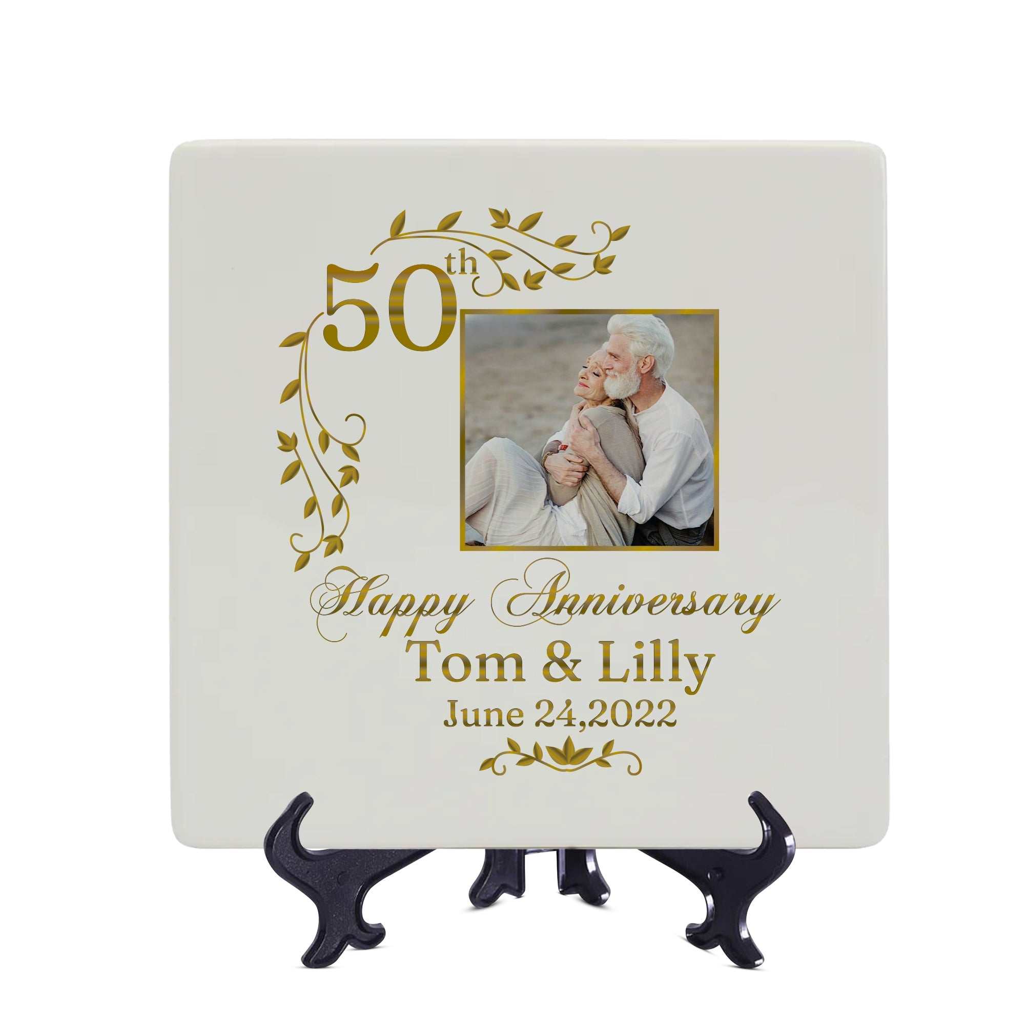 50th anniversary gift for parent, Custom Square Plate, Wedding anniversary gift, Golden Anniversary Gift, Anniversary keepsake plate, Memorable Gift