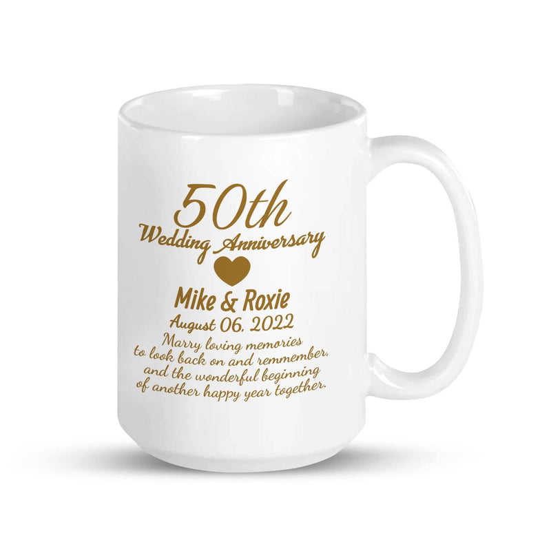 50th Anniversary gift, Personalized Anniversary gift, Gift for Husband and Wife, Custom Parent's Anniversary, Custom Year Anniversary Mugs