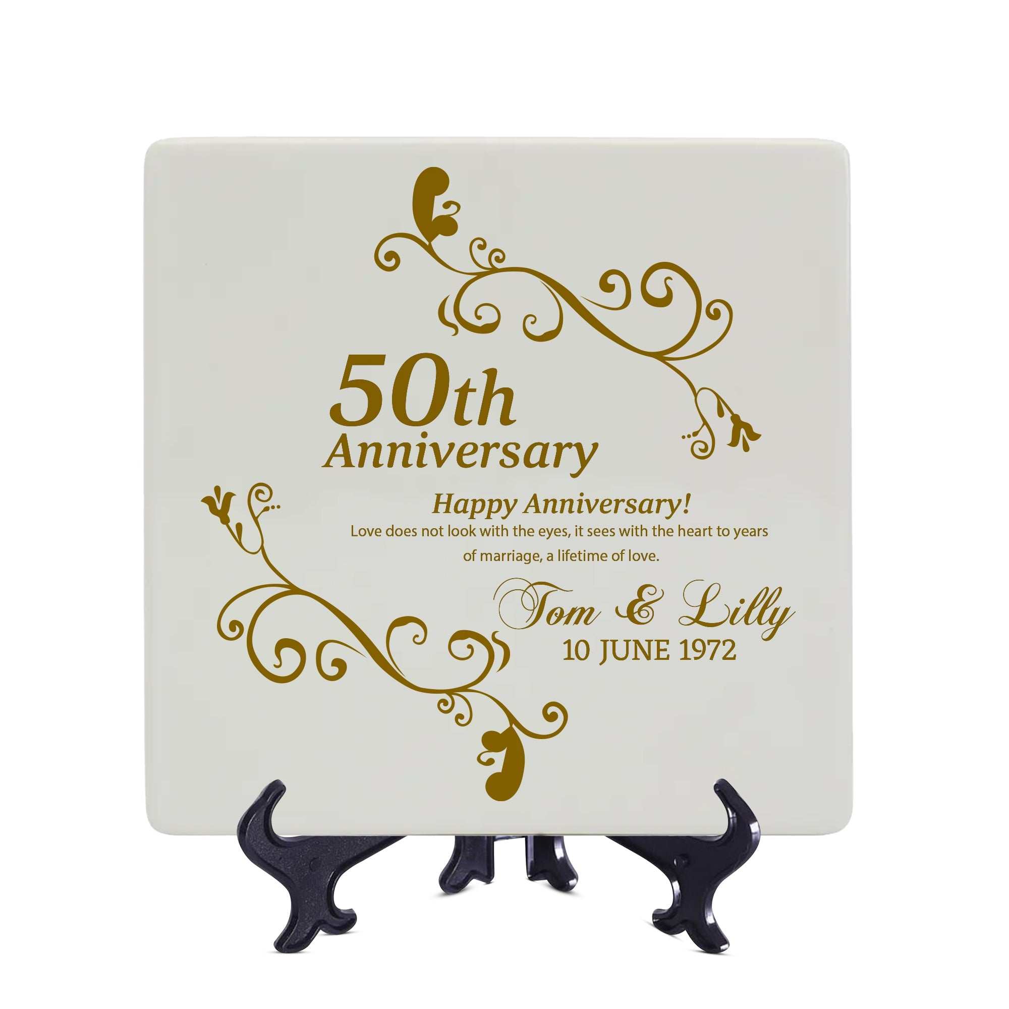 50th anniversary plate Personalized anniversary gift for parents, Golden Keepsake Anniversary, Square Plate, Memorable anniversary plate