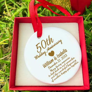 50th wedding anniversary, Personalized 50th anniversary ornaments, golden anniversary gift, ceramic ornaments, milestone anniversary, personalized gifts personalized 50th wedding ornaments gift