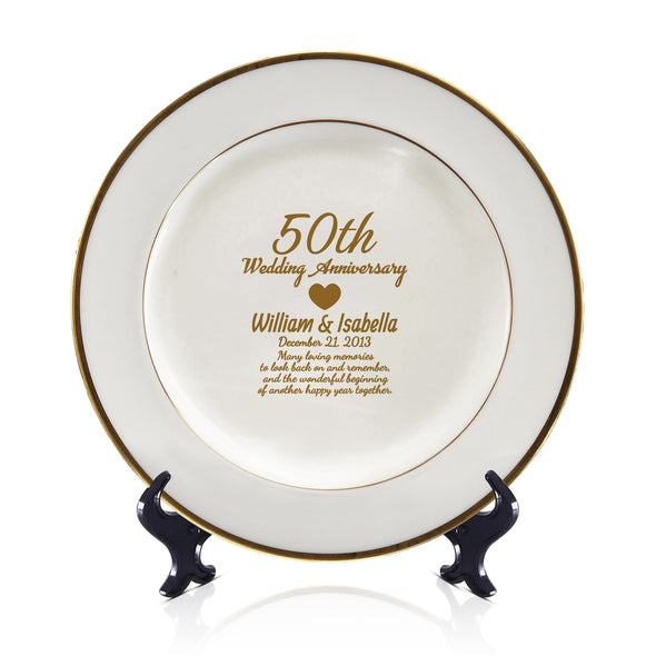 50th Anniversary Ceramic Plate, Custom 50th Anniversary Gift Plate, 50th Anniversary Keepsake Plate, Golden Anniversary Plate