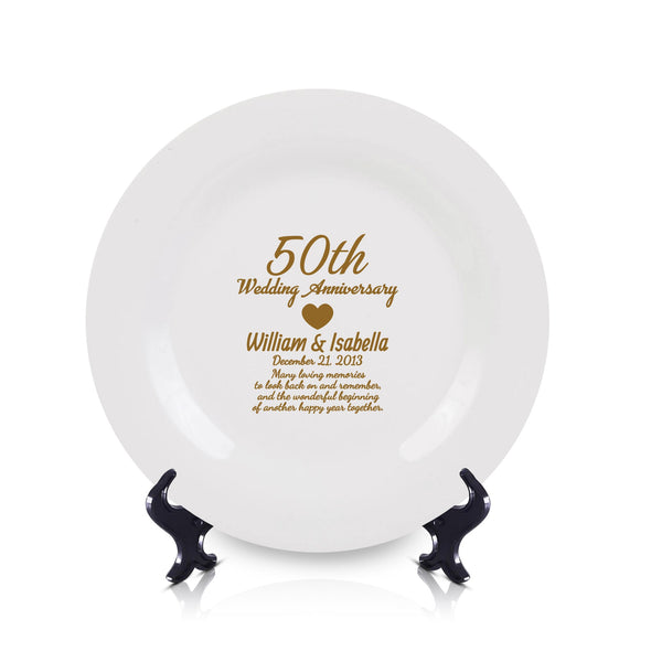 50th Anniversary Ceramic Plate, Custom 50th Anniversary Gift Plate, 50th Anniversary Keepsake Plate, Golden Anniversary Plate